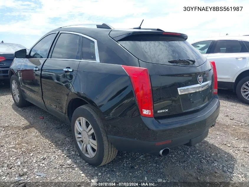 2011 Cadillac Srx Luxury Collection VIN: 3GYFNAEY8BS561987 Lot: 39781554