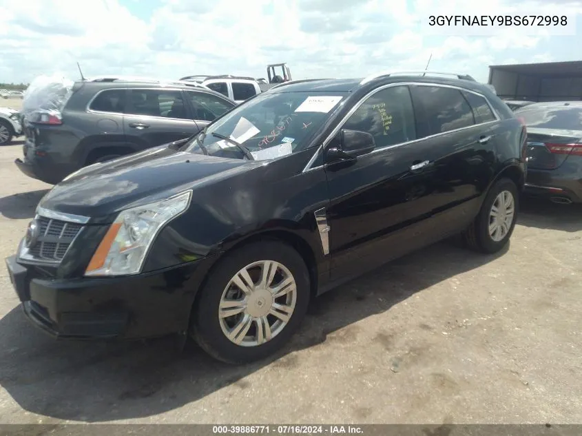 3GYFNAEY9BS672998 2011 Cadillac Srx Luxury Collection