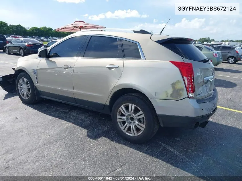 2011 Cadillac Srx Luxury Collection VIN: 3GYFNAEY3BS672124 Lot: 40011842