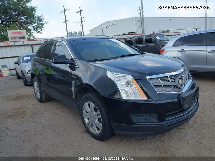 2011 Cadillac Srx Luxury Collection VIN: 3GYFNAEY8BS567935 Lot: 40043099