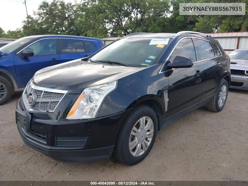 2011 Cadillac Srx Luxury Collection VIN: 3GYFNAEY8BS567935 Lot: 40043099