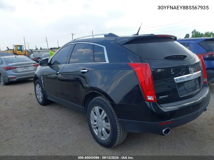 2011 Cadillac Srx Luxury Collection VIN: 3GYFNAEY8BS567935 Lot: 40043099