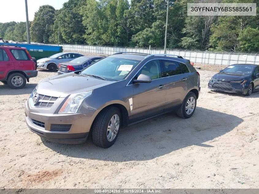 2011 Cadillac Srx Luxury Collection VIN: 3GYFNAEY6BS585561 Lot: 40124285