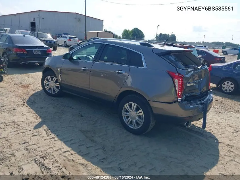 2011 Cadillac Srx Luxury Collection VIN: 3GYFNAEY6BS585561 Lot: 40124285