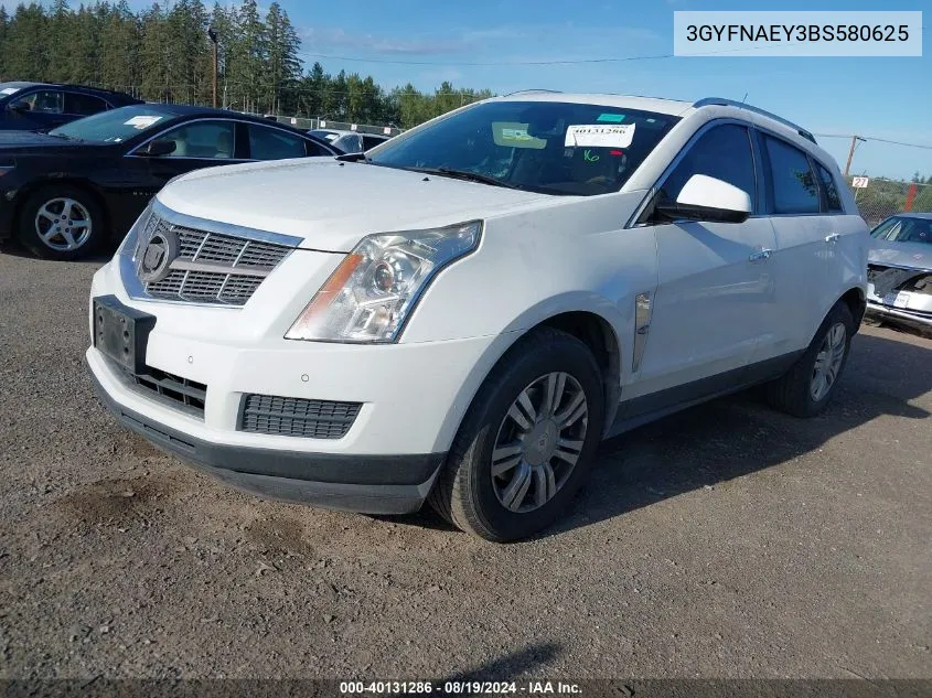 3GYFNAEY3BS580625 2011 Cadillac Srx Luxury Collection