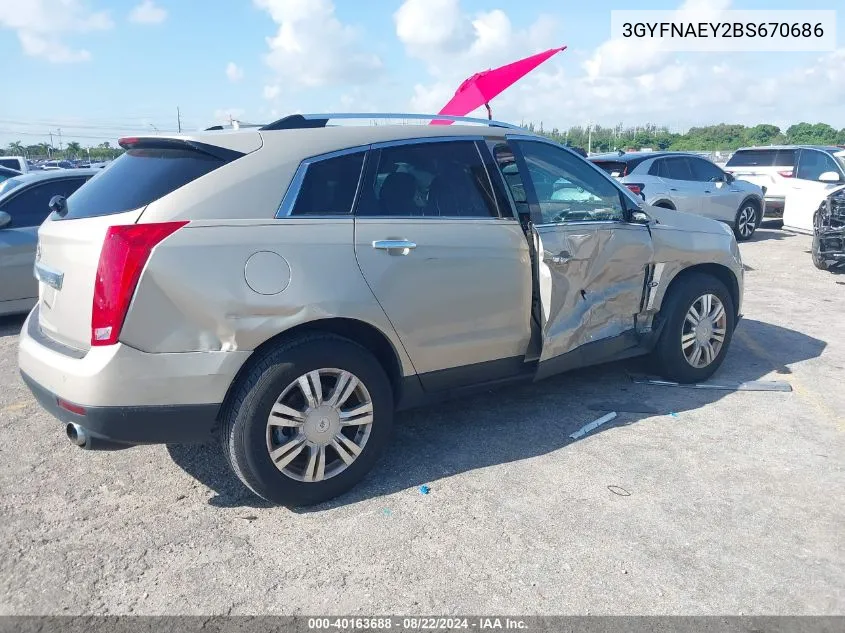 3GYFNAEY2BS670686 2011 Cadillac Srx Luxury Collection