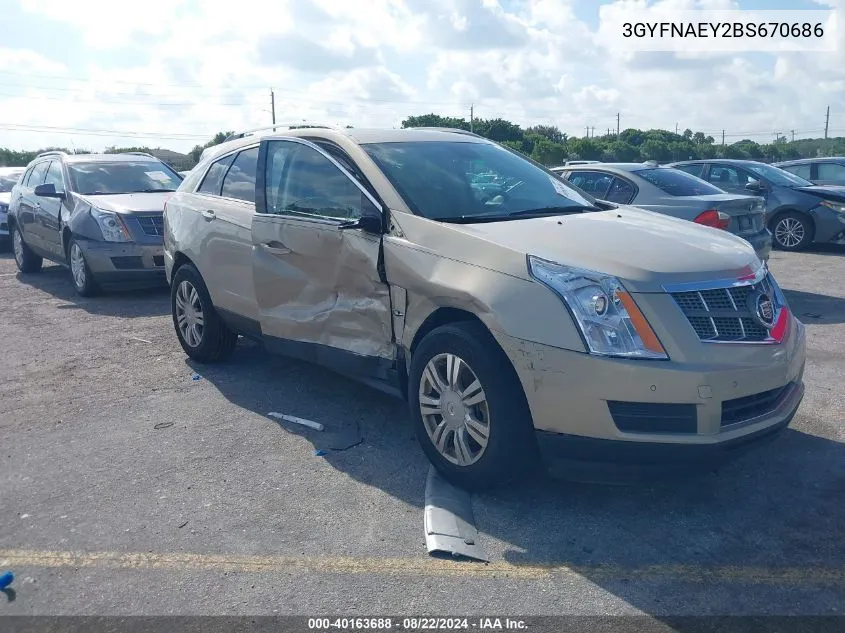 2011 Cadillac Srx Luxury Collection VIN: 3GYFNAEY2BS670686 Lot: 40163688