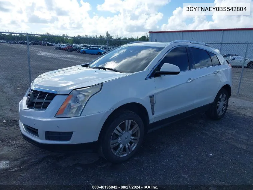 2011 Cadillac Srx Luxury Collection VIN: 3GYFNAEY0BS542804 Lot: 40195042