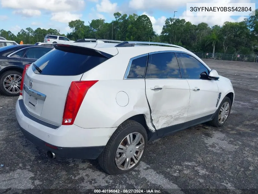 2011 Cadillac Srx Luxury Collection VIN: 3GYFNAEY0BS542804 Lot: 40195042