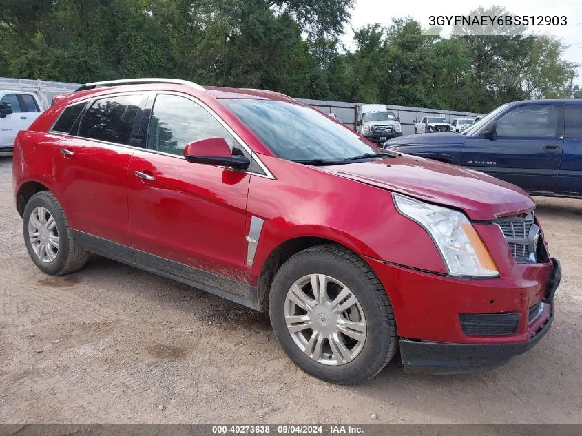 2011 Cadillac Srx Luxury Collection VIN: 3GYFNAEY6BS512903 Lot: 40273638