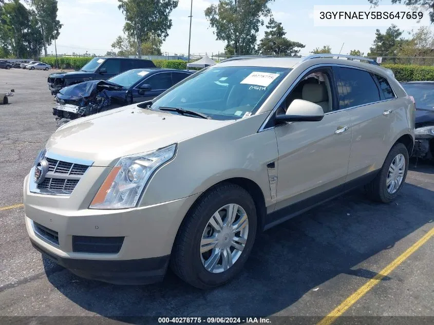 2011 Cadillac Srx Luxury Collection VIN: 3GYFNAEY5BS647659 Lot: 40278775