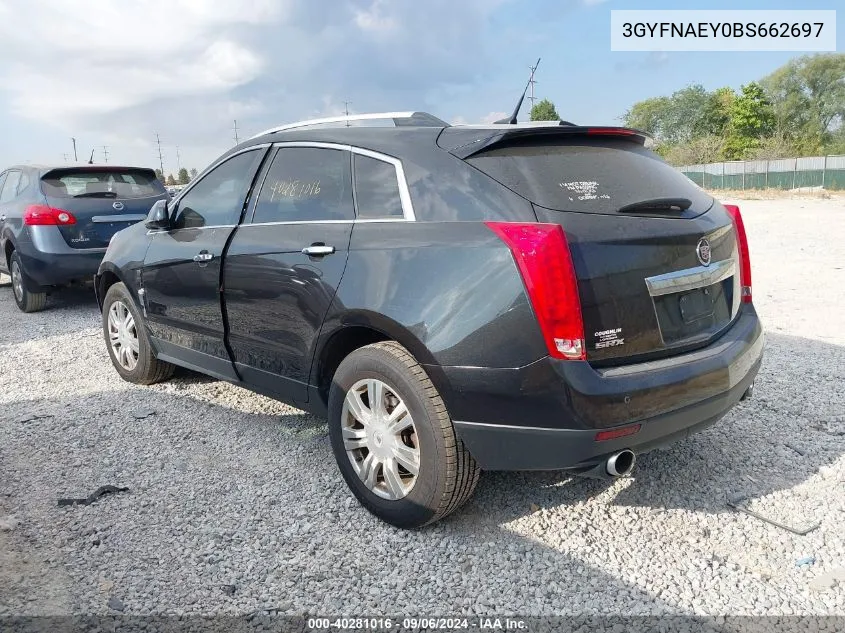 2011 Cadillac Srx Luxury Collection VIN: 3GYFNAEY0BS662697 Lot: 40281016