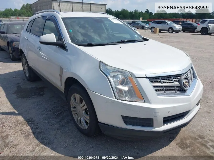 2011 Cadillac Srx Luxury Collection VIN: 3GYFNAEY9BS643999 Lot: 40364078