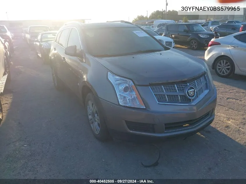 2011 Cadillac Srx Luxury Collection VIN: 3GYFNAEY0BS579965 Lot: 40452505