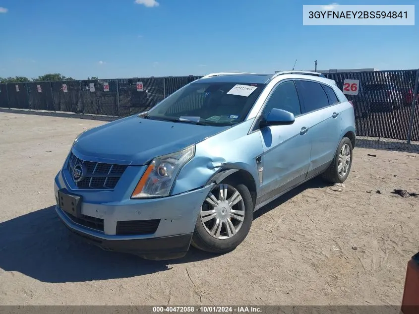 2011 Cadillac Srx Luxury Collection VIN: 3GYFNAEY2BS594841 Lot: 40472058