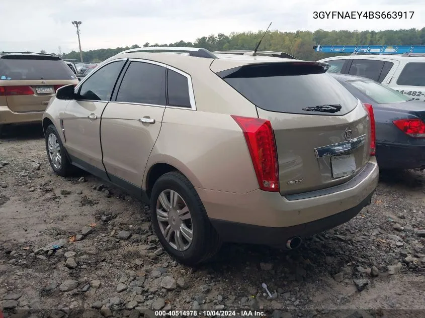 2011 Cadillac Srx Luxury Collection VIN: 3GYFNAEY4BS663917 Lot: 40514978