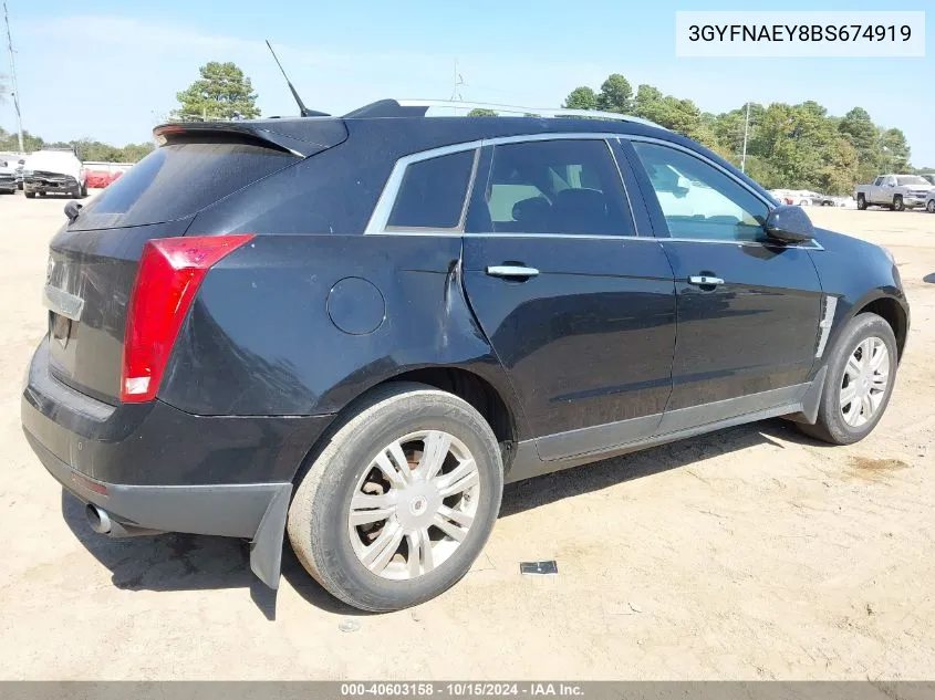 2011 Cadillac Srx Luxury Collection VIN: 3GYFNAEY8BS674919 Lot: 40603158