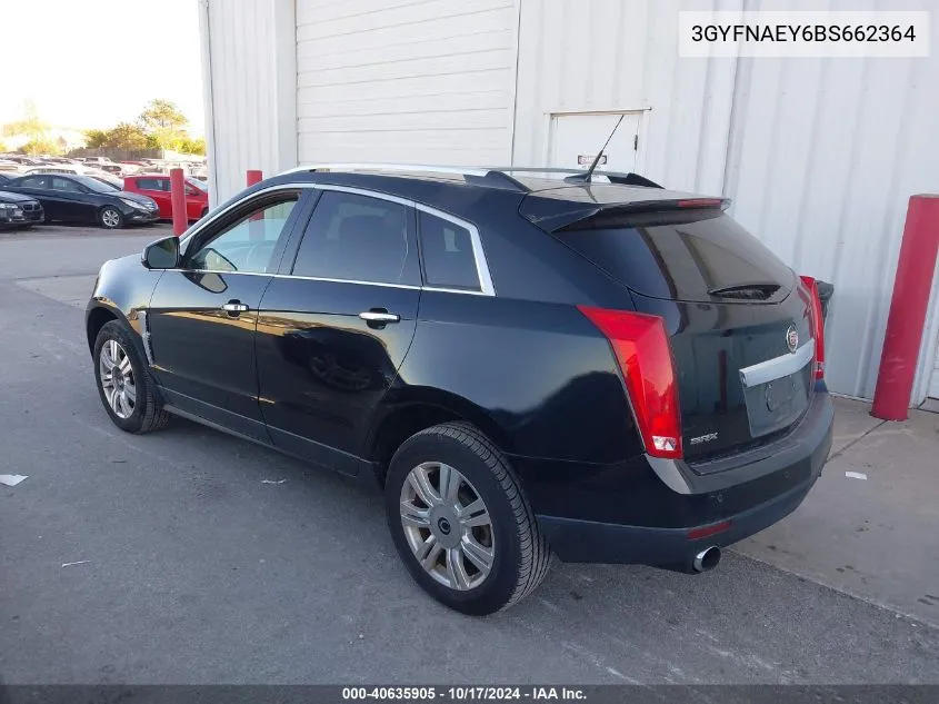 2011 Cadillac Srx Luxury Collection VIN: 3GYFNAEY6BS662364 Lot: 40635905