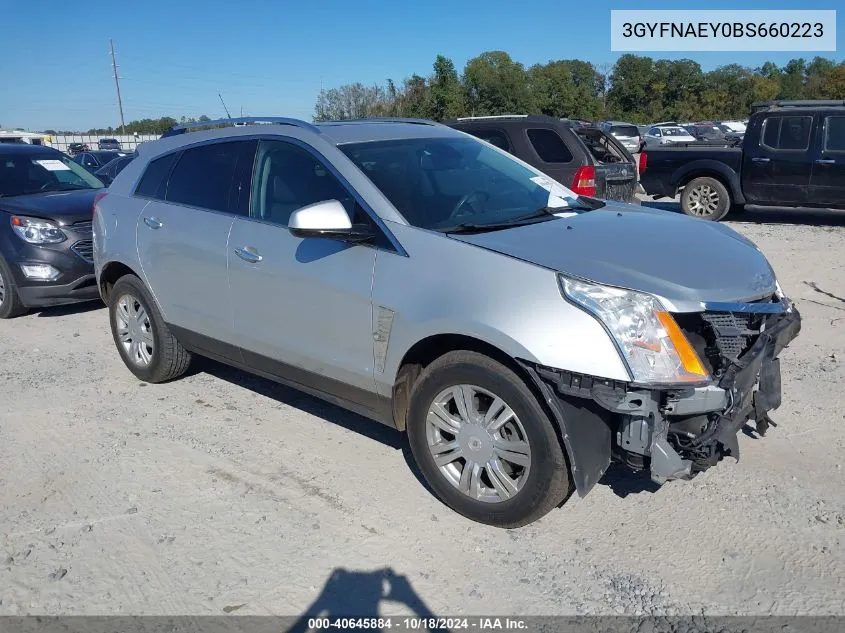 2011 Cadillac Srx Luxury Collection VIN: 3GYFNAEY0BS660223 Lot: 40645884