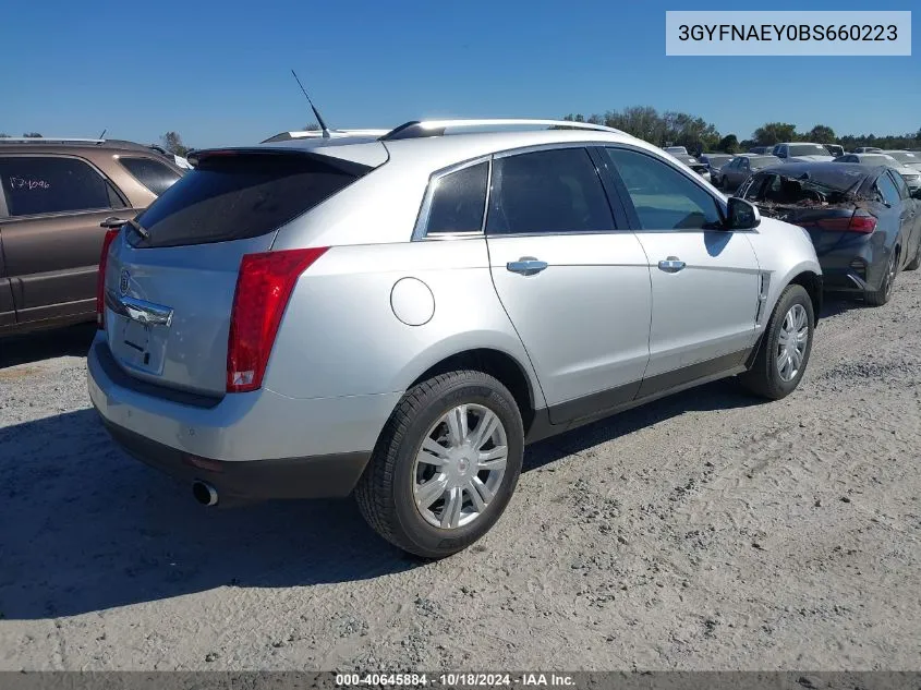 2011 Cadillac Srx Luxury Collection VIN: 3GYFNAEY0BS660223 Lot: 40645884