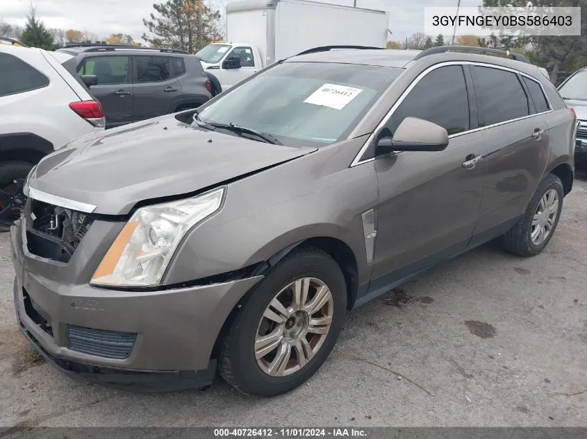 2011 Cadillac Srx Standard VIN: 3GYFNGEY0BS586403 Lot: 40726412