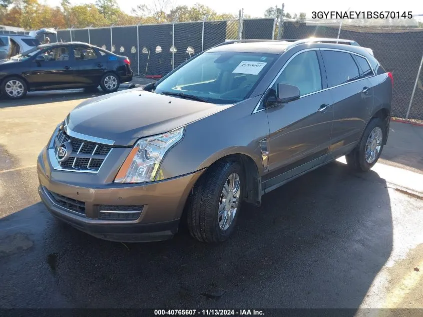 3GYFNAEY1BS670145 2011 Cadillac Srx Luxury Collection