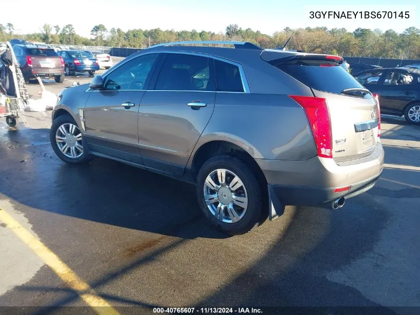 3GYFNAEY1BS670145 2011 Cadillac Srx Luxury Collection