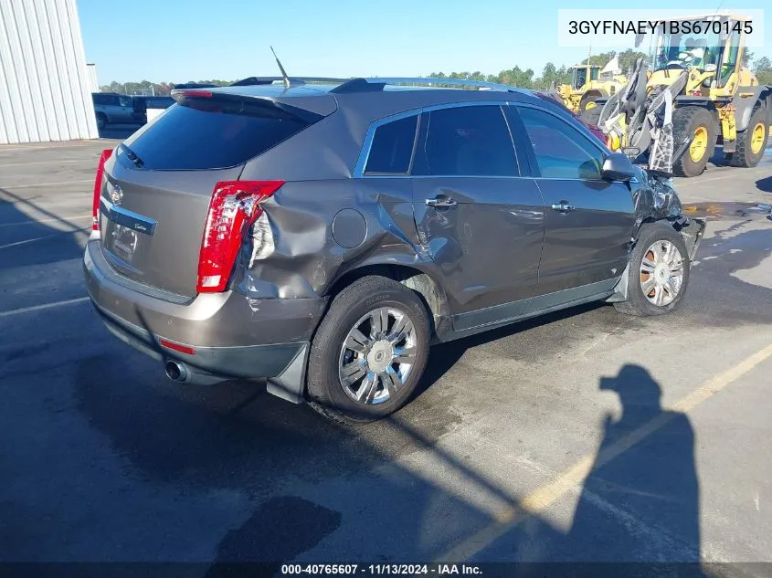 3GYFNAEY1BS670145 2011 Cadillac Srx Luxury Collection