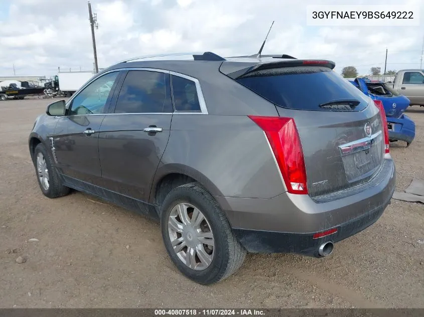 2011 Cadillac Srx Luxury Collection VIN: 3GYFNAEY9BS649222 Lot: 40807518