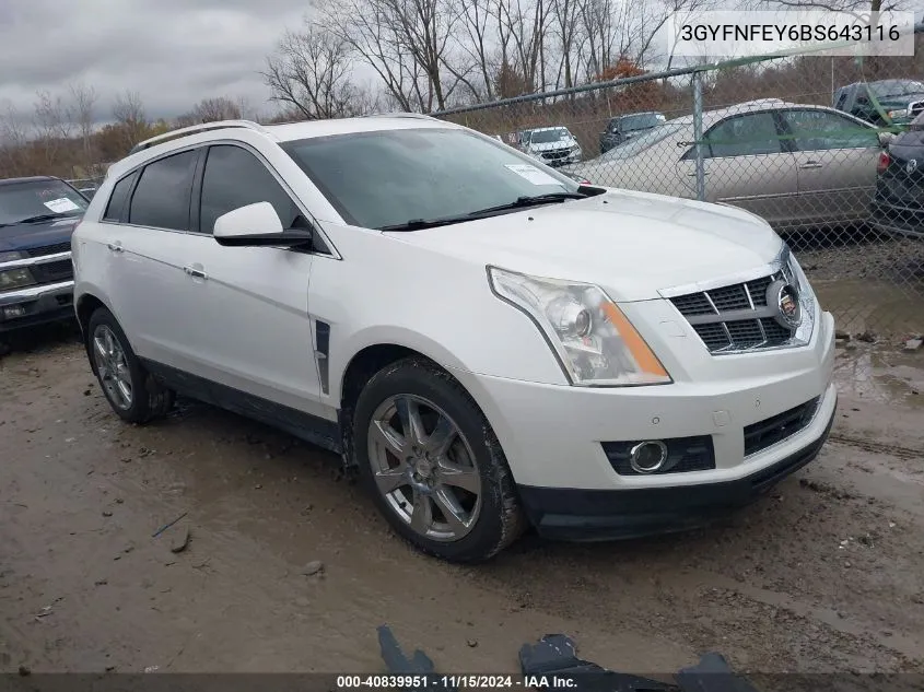 2011 Cadillac Srx Premium Collection VIN: 3GYFNFEY6BS643116 Lot: 40839951