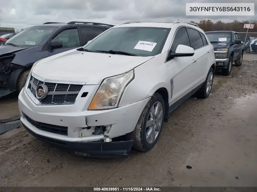 2011 Cadillac Srx Premium Collection VIN: 3GYFNFEY6BS643116 Lot: 40839951