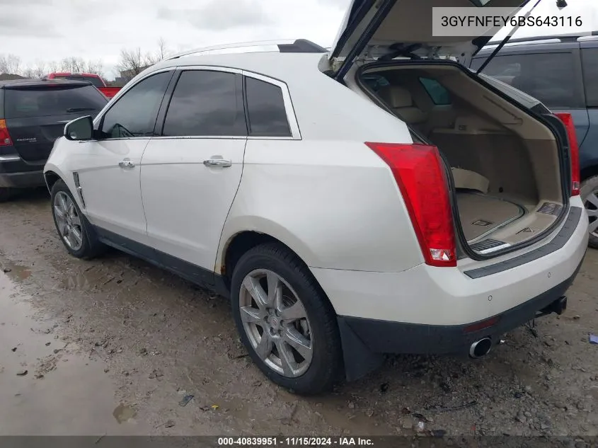 2011 Cadillac Srx Premium Collection VIN: 3GYFNFEY6BS643116 Lot: 40839951