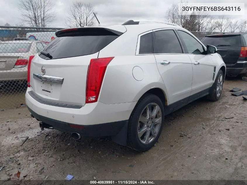 2011 Cadillac Srx Premium Collection VIN: 3GYFNFEY6BS643116 Lot: 40839951