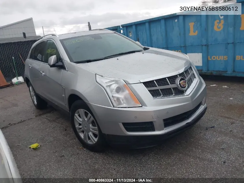 2011 Cadillac Srx Luxury Collection VIN: 3GYFNAEY5BS580612 Lot: 40863324