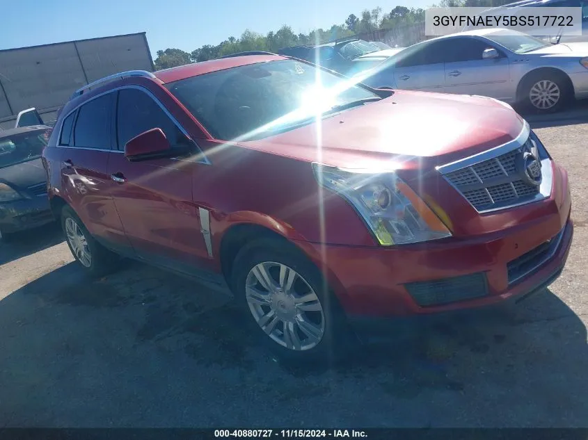 3GYFNAEY5BS517722 2011 Cadillac Srx Luxury Collection