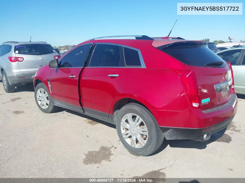 3GYFNAEY5BS517722 2011 Cadillac Srx Luxury Collection