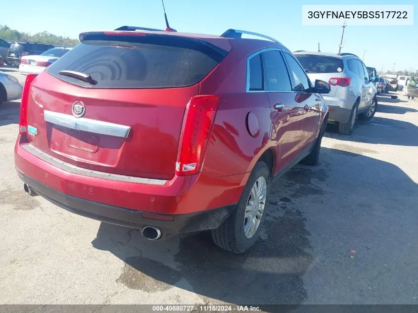 3GYFNAEY5BS517722 2011 Cadillac Srx Luxury Collection