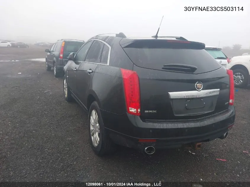 3GYFNAE33CS503114 2012 Cadillac Srx Luxury Collection