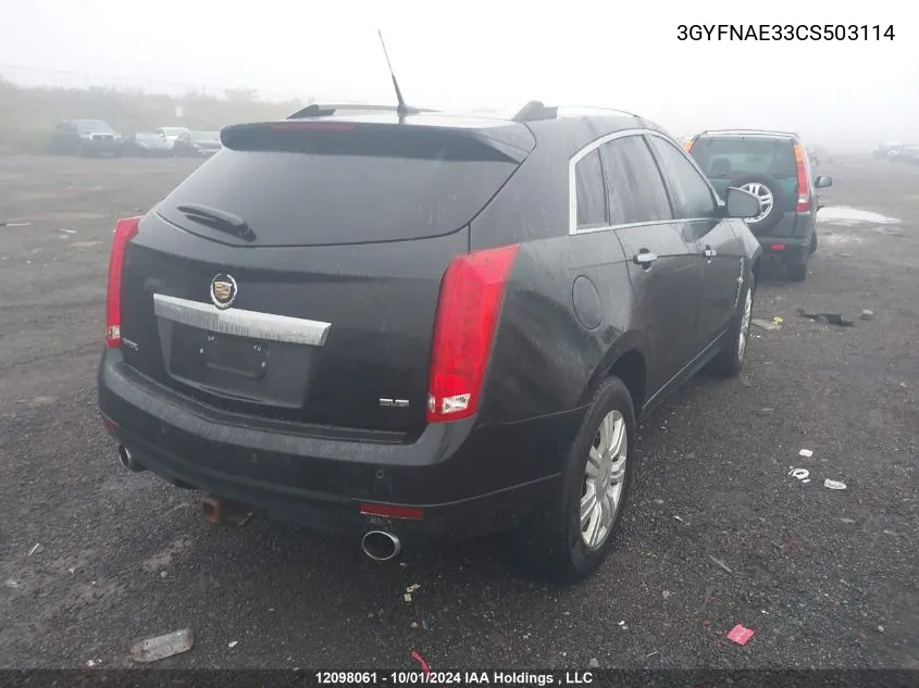 2012 Cadillac Srx Luxury Collection VIN: 3GYFNAE33CS503114 Lot: 12098061