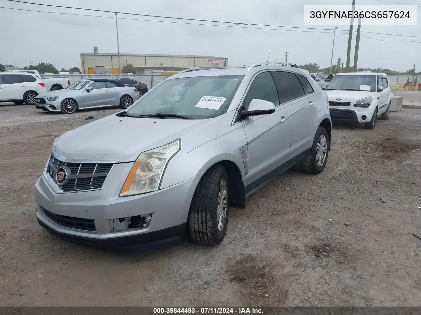 2012 Cadillac Srx Luxury Collection VIN: 3GYFNAE36CS657624 Lot: 39844493