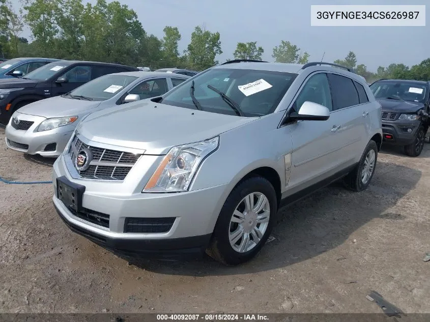 2012 Cadillac Srx Standard VIN: 3GYFNGE34CS626987 Lot: 40092087