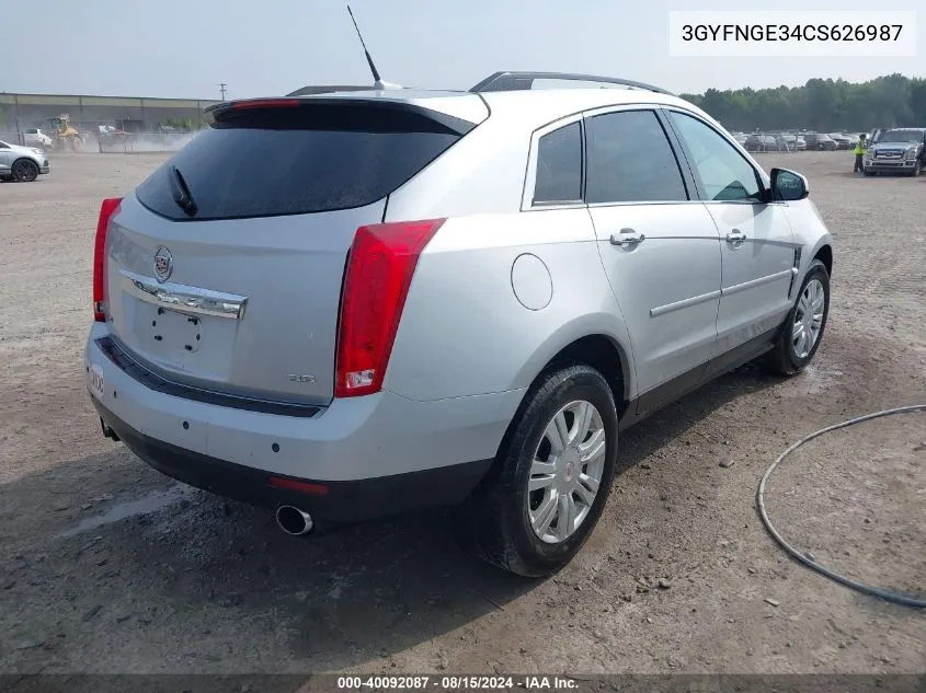 2012 Cadillac Srx Standard VIN: 3GYFNGE34CS626987 Lot: 40092087