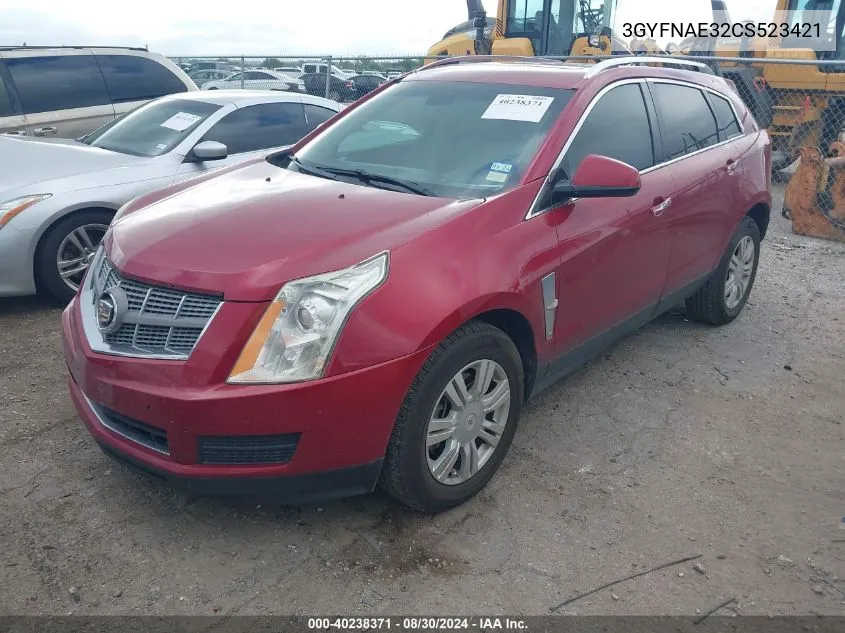 2012 Cadillac Srx Luxury Collection VIN: 3GYFNAE32CS523421 Lot: 40238371