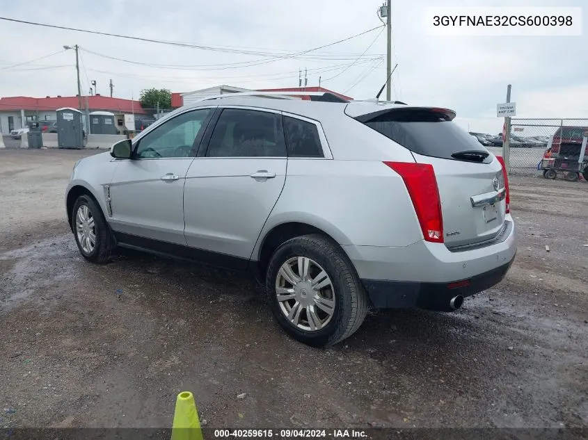 3GYFNAE32CS600398 2012 Cadillac Srx Luxury Collection