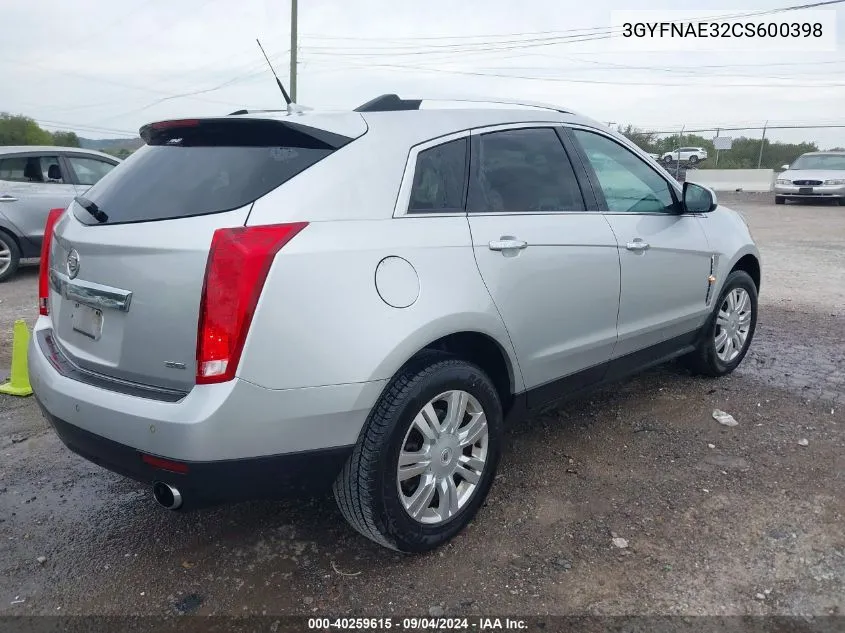 2012 Cadillac Srx Luxury Collection VIN: 3GYFNAE32CS600398 Lot: 40259615