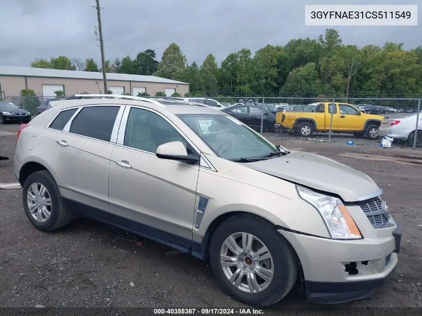 2012 Cadillac Srx Luxury Collection VIN: 3GYFNAE31CS511549 Lot: 40355387