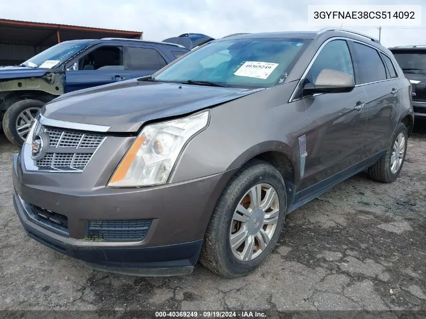 3GYFNAE38CS514092 2012 Cadillac Srx Luxury Collection