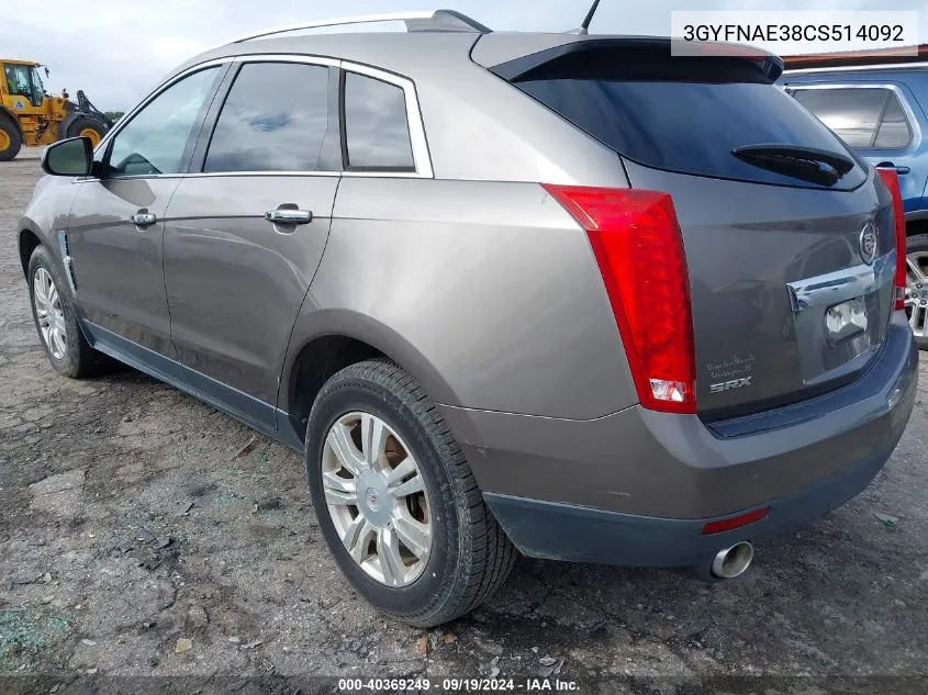 3GYFNAE38CS514092 2012 Cadillac Srx Luxury Collection