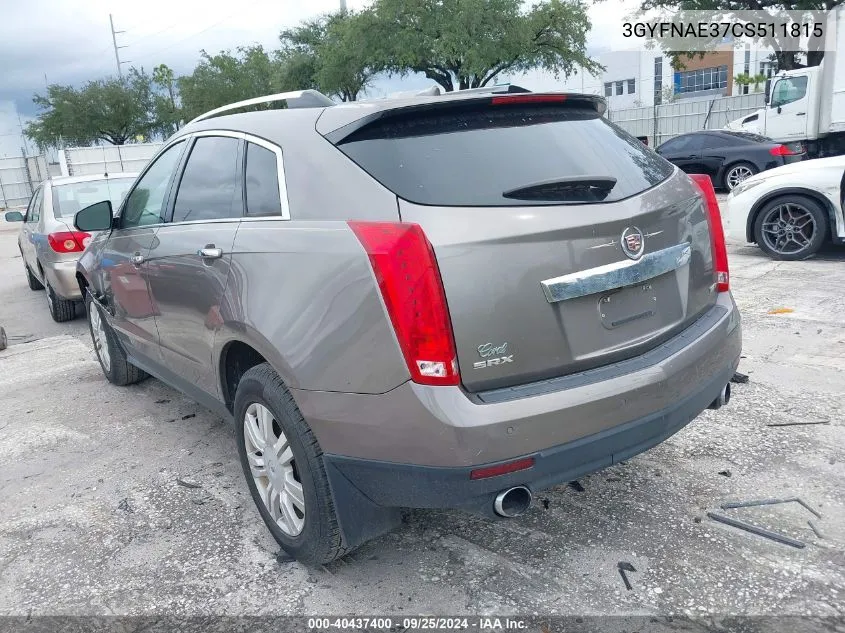 2012 Cadillac Srx Luxury Collection VIN: 3GYFNAE37CS511815 Lot: 40437400