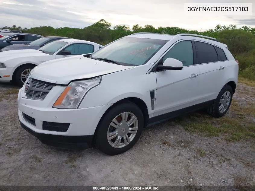 2012 Cadillac Srx Luxury Collection VIN: 3GYFNAE32CS517103 Lot: 40520449